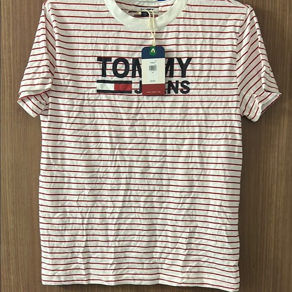 Tommy Hilfiger Red and White Striped Men's Jersey - Picture 1 of 9
